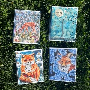 The Wildflower Company Set of 4 Watercolor Art Greeting Cards